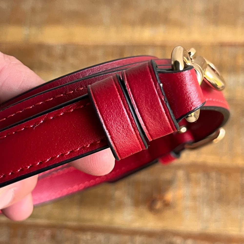 Coach Red Leather Crossbody Replacement Strap with Gold-Tone Hardware - Picture 6 of 11